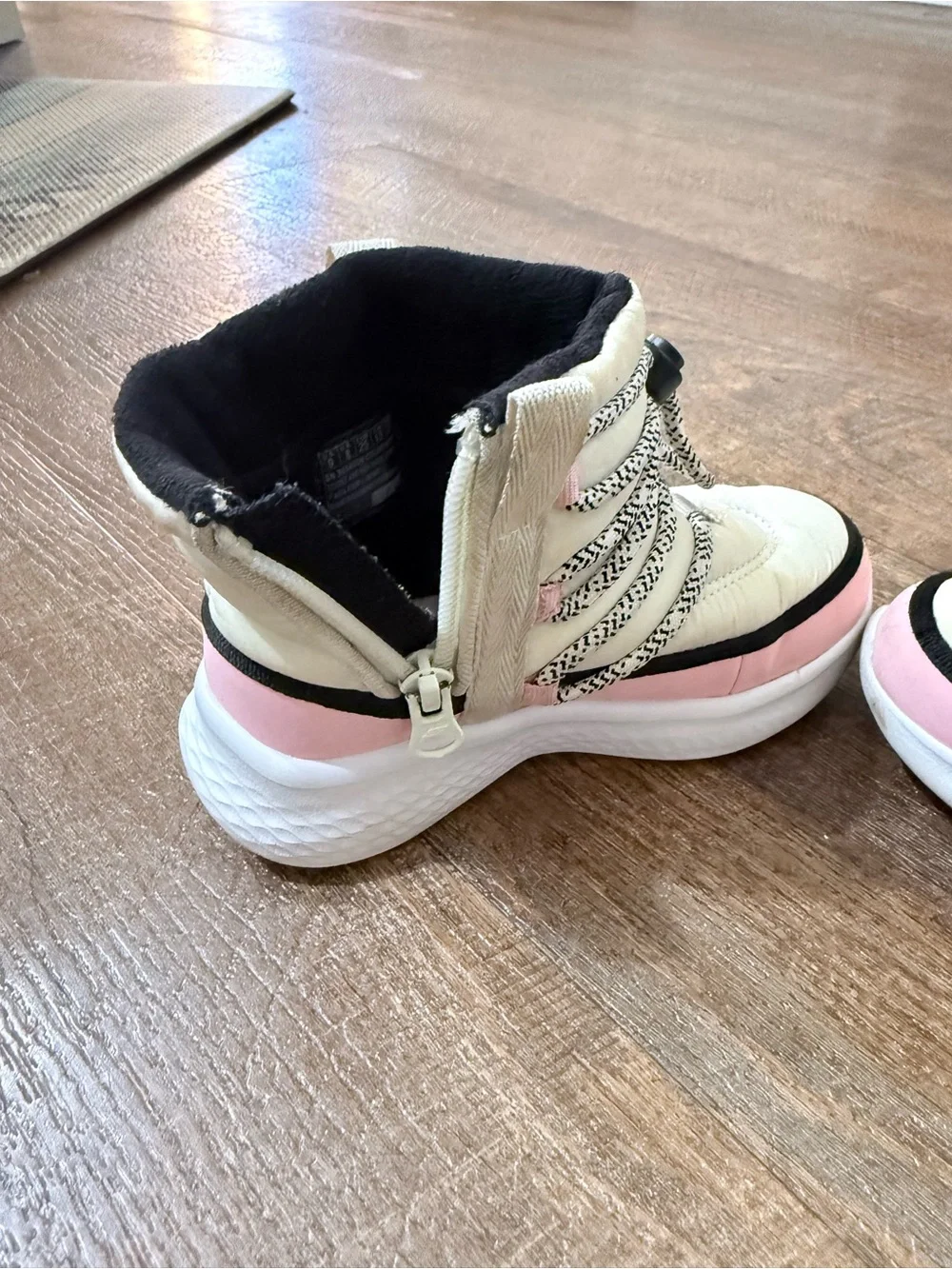 Skechers Kids Cream and Pink Puffer Boot Sneakers